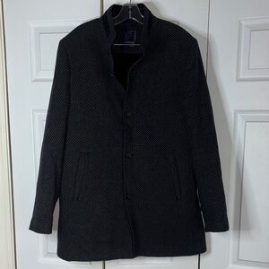 Men's Black Textured Trench Coat